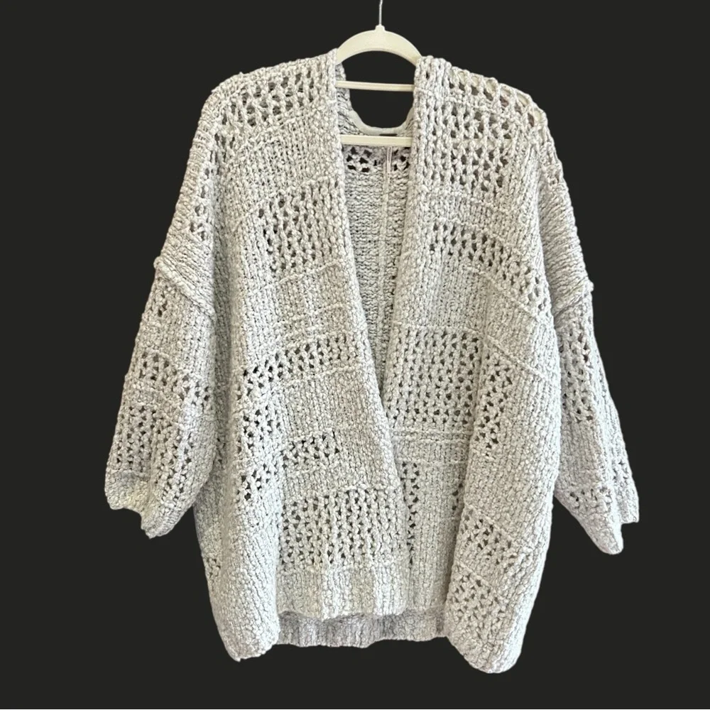 FREE PEOPLE Saturday Morning Knit Cardigan Sweater Cream Ivory Oversized XS-S - Picture 5 of 12